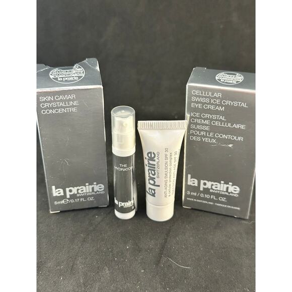 NIB La Prairie Samples Anti-Aging Emulsion Hydrator; Swiss Crystal Skin Caviar